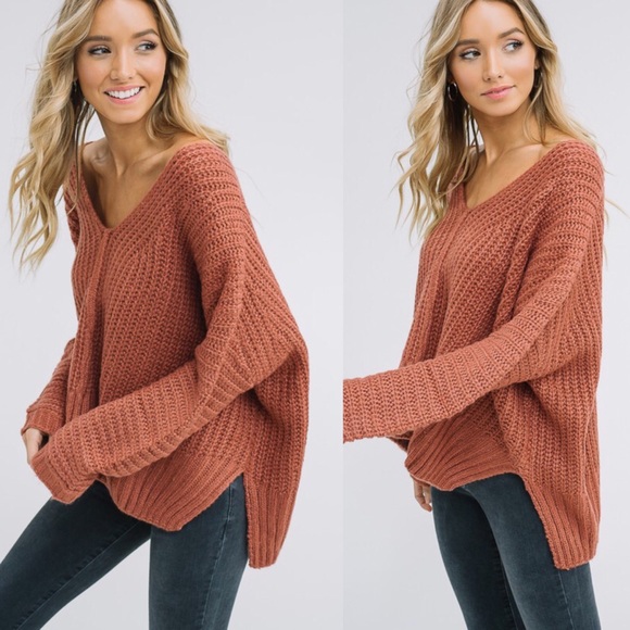 ADALINE Knit Sweater - BRICK - Picture 2 of 3